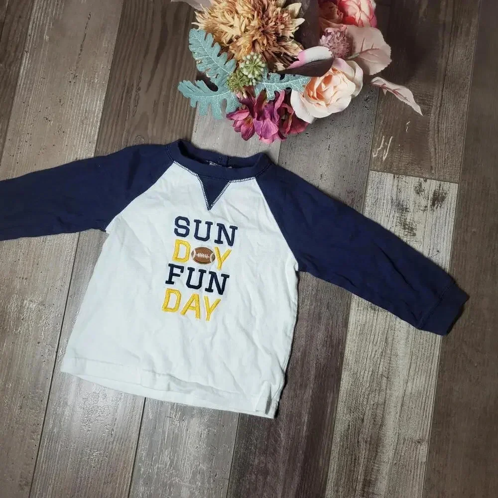 Gymboree baby boy Size 18-24 month Sunday Funday Football Long Sleeve Tee